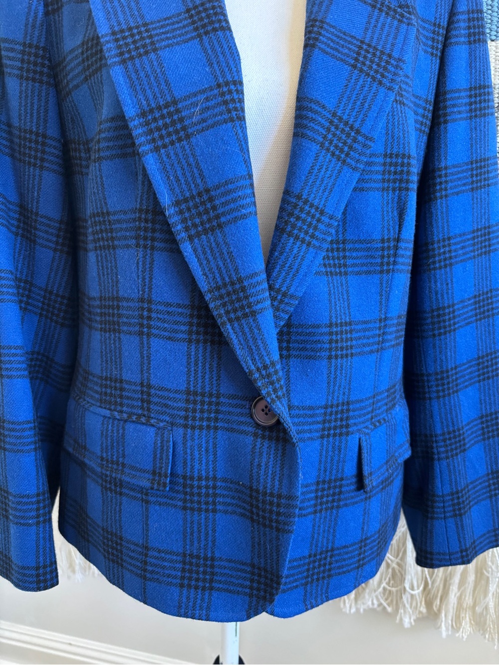 Pendleton Blue and Black Plaid Wool Blazer